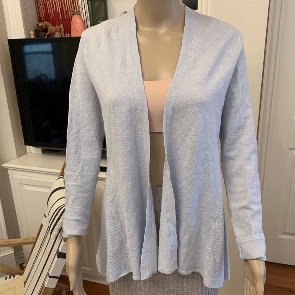 NWT Eileen Fisher Rain Organic Linen Crepe Stretch Cardigan